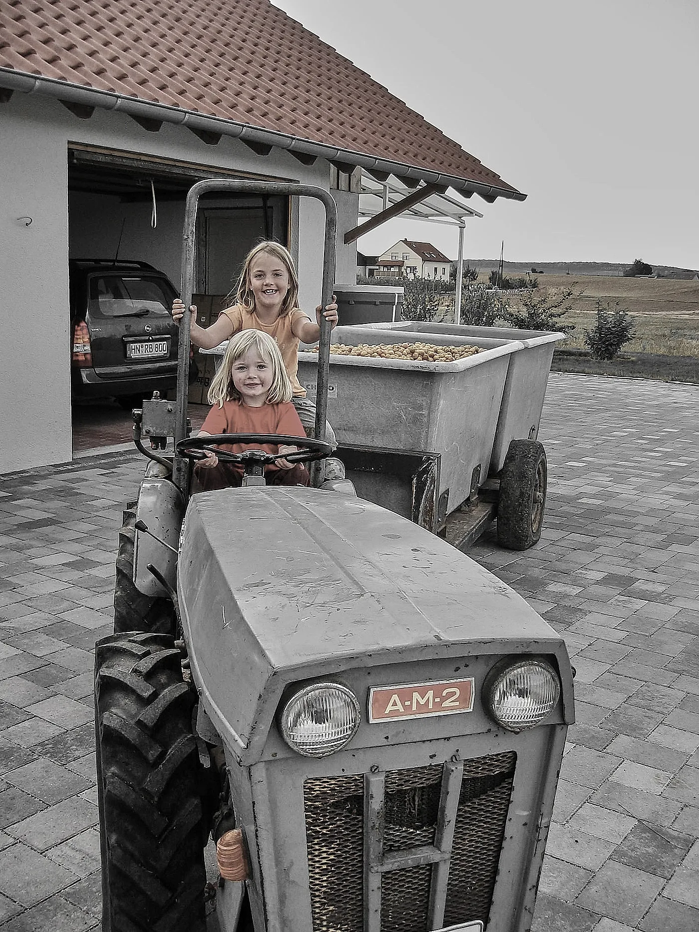 Ernte mit Traktor